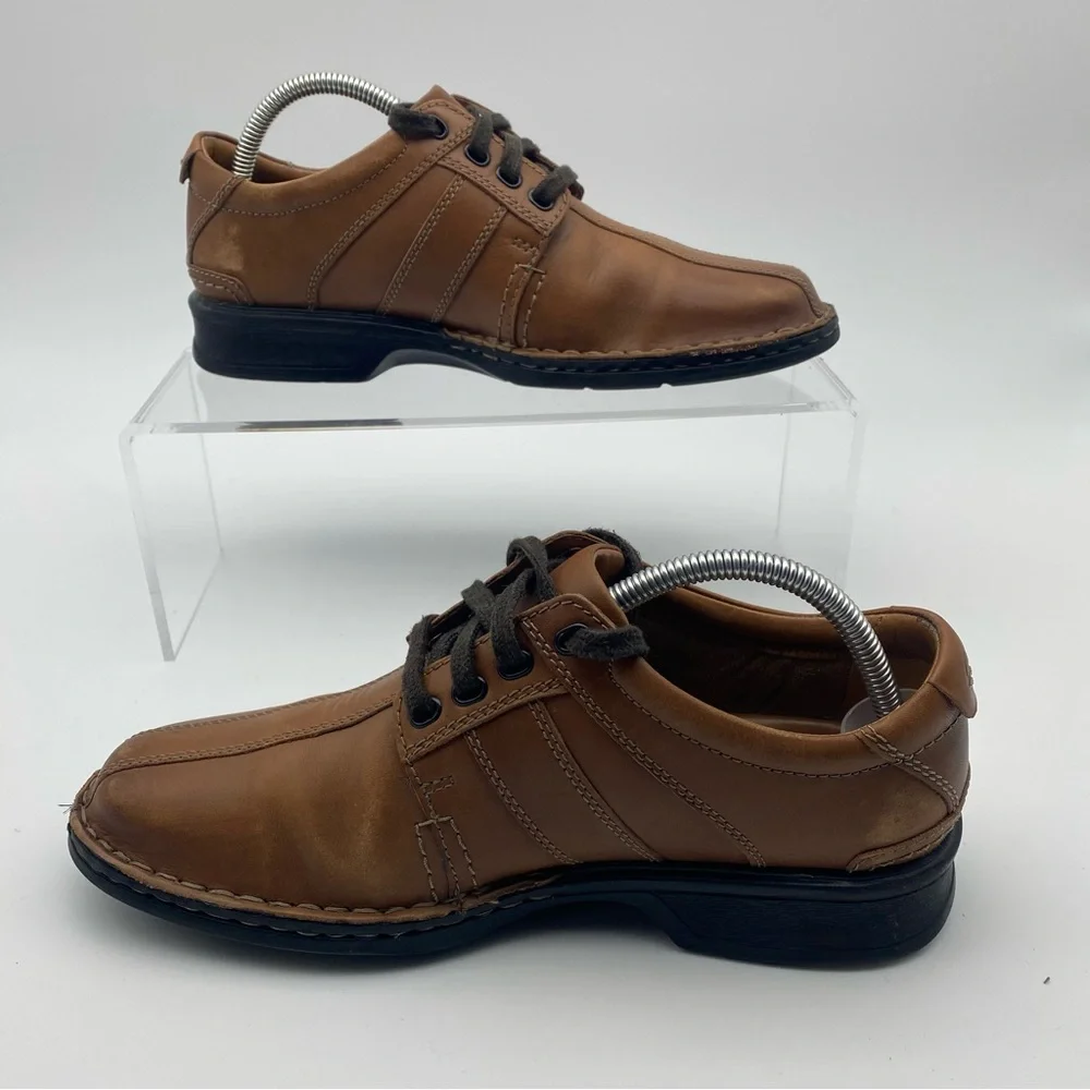 Clarks Ortholite Men Size 7 Shoes Brown Leather Dress Oxford Walking Lace Up